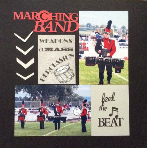 Band Scrapbook Ideas, Senior Band Poster Ideas, Marching Band Scrapbook Layouts, Senior Night Posters Marching Band, Marching Band Posters Ideas, Senior Boards, Pep Band, Music Scrapbook, Senior Board