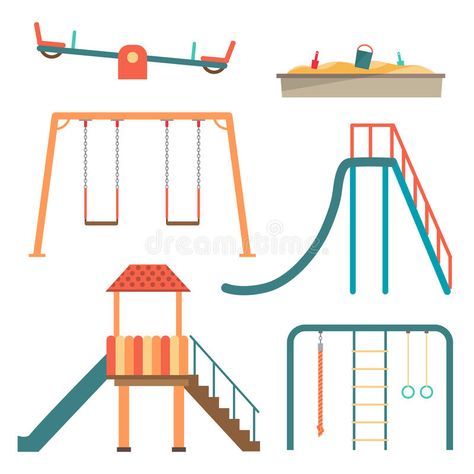 Kids playground flat cartoon set with swing carousels slides. And stairs isolate #Sponsored , #Sponsored, #ad, #flat, #Kids, #set, #cartoon Stair Slide, Playground Swings, Cartoon Map, Fair Carnival, Small Hats, Kids Play Area, Kids Area, Inspo Pics, Kids Set