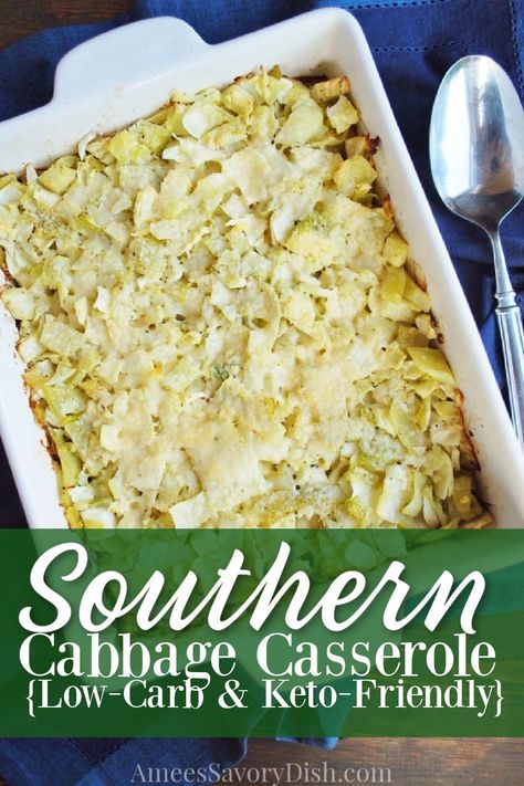 Cabbage Casserole is a vintage recipe made with fresh cabbage, eggs, butter, and cream.  The recipe originated from my great grandmother's cookbook published in the 1800s. #ketocasserole #ketosidedish #ketorecipe via @Ameessavorydish Keto Cabbage Casserole, Easy Cabbage Casserole, Keto Cabbage Recipe, Keto Cabbage, Creamed Cabbage, Cabbage Side Dish, Cabbage Casserole Recipes, Casserole Keto, Baked Cabbage