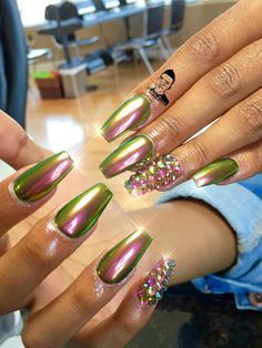 ❃ follow @badgalronnie ❃ French Nails Glitter, Metallic Nails Design, Her Nails, Metallic Nails, Alpha Kappa Alpha, Get Nails, I Love Nails, Acrylic Nails Coffin, Fabulous Nails