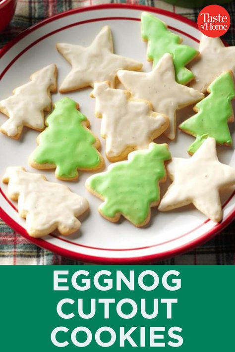 Eggnog Cutout Cookies, Nutmeg Cutout Cookies, Eggnog Sugar Cookies, Popular Holiday Desserts, Small Batch Sugar Cookies, Rolled Cookies, Specialty Cookies, Eggnog Cookies, Cut Out Cookie Recipe