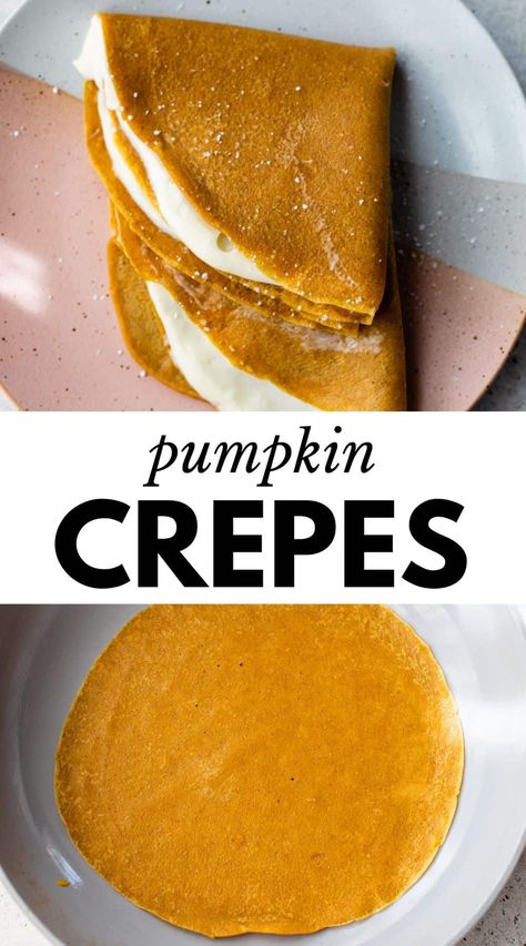 Pumpkin Crepes, Pumpkin Pancakes Easy, Sweet Crepes Recipe, Gluten Free Pumpkin Recipes, Vegetarian Recipes For Beginners, Mascarpone Filling, Gluten Free Pumpkin Spice, Easy Crepe Recipe, Crepes Filling