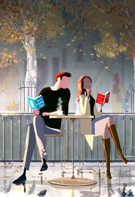 Reading Date Pascal Campion, Couple Illustration, Cabin In The Woods, Love Illustration, Romantic Art, Reading Books, Couple Art, Love Book, Animation Art