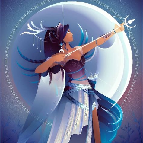 Yliade Art, Artemis Art, Artemis Greek Goddess, Goddess Of The Hunt, The Wilderness, Greek Goddess, Wild Animals, Art Illustration, The Moon