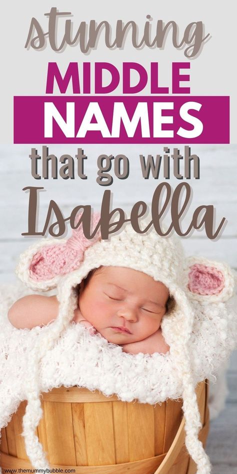 Middle names for Isabella. 50 middle name ideas and their meanings to go with the baby girl name Isabella. Names With Ella In Them, Isabella Name Meaning, Isabelle Name, Isabella Name, Name Isabella, Middle Name Ideas, Baby Middle Names, Vintage Baby Girl Names