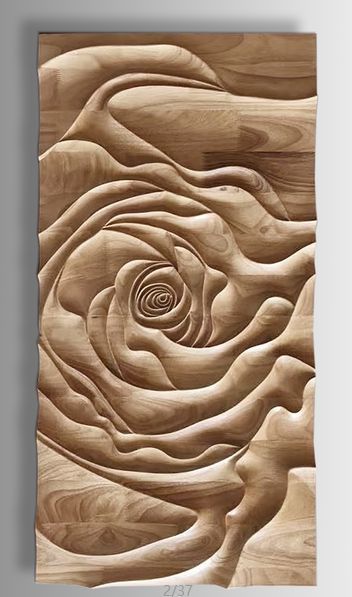 3d Stone Wall, Abstract Wood Carving, Wood Sculpture Art, Diy Cnc Router, Wood Wall Sculpture, Wall Lamp Design, Laser Engraved Ideas, Geometric Wall Decor, Door Design Modern