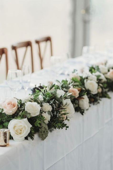 Main Wedding Table, Bridal Table Decor, Head Table Floral Arrangement, Floral Centrepiece, Oval Top Table Wedding Flowers, Main Wedding Table Decor, Wedding Main Table Decor, Head Table Flowers, Foliage Centre Pieces Wedding