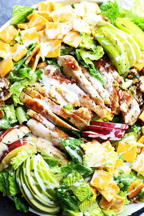 Apples and Cheddar Chicken Salad Recipe - Apples, cheddar cheese and walnuts pack a delicious crunchy bite in this Chicken Salad with Honey Yogurt Dressing. Salad Recipes With Apples, Chicken Salad Recipe With Apples, Recipes With Apples, Recipe With Apples, Shredded Chicken Salads, Best Chicken Salad Recipe, Chicken Salad With Apples, Chicken Apple, Apple Salad Recipes