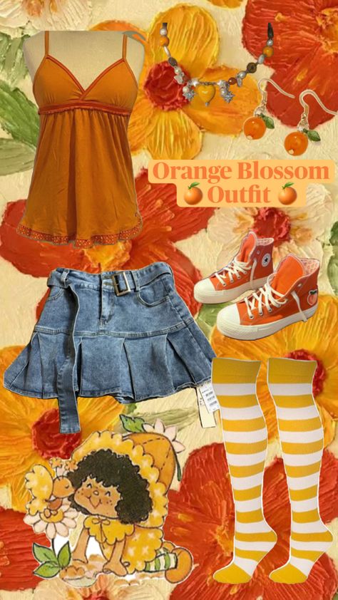 Outfit inspired by Orange Blossom from Strawberry Shortcake Blossom Costumes, Strawberry Shortcake Outfits, Strawberry Shortcake Costume, Cute Group Halloween Costumes, Strawberry Shortcake Characters, Princess Halloween Costume, Character Inspired Outfits, Outfit Inspired, Halloween Costume Outfits