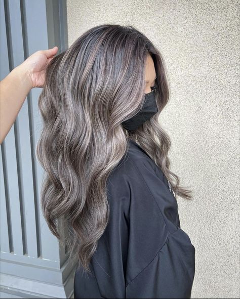 Ash Beige Brown Hair, Grey Blending Balayage, Mushroom Blonde Hair Color, Beachy Brunette, Mushroom Blonde Hair, Mushroom Blonde, Shade Of Blonde, Ashy Balayage, Grey Blending