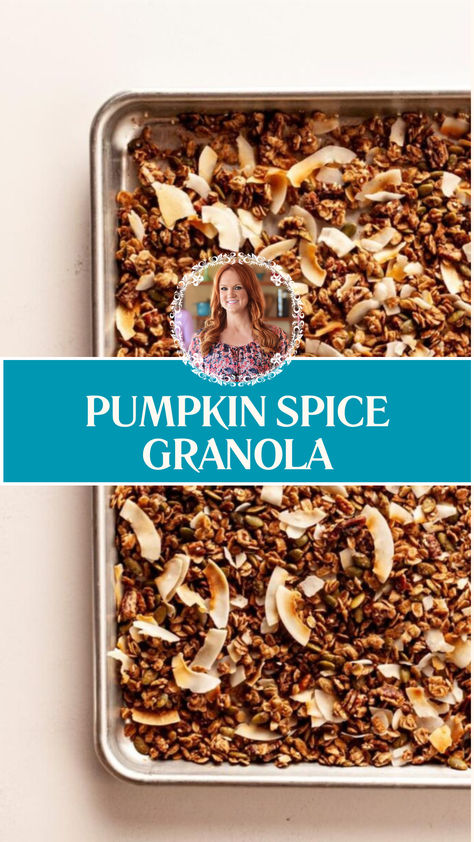 Pioneer Woman Pumpkin Spice Granola Pumpkin Spice Granola Pioneer Woman, Protein Granola Bars, Pumpkin Spice Granola, Pumpkin Granola, Pumpkin Pecan Pie, Baked Granola, Vegetarian Bake, Pioneer Woman Recipes, Granola Recipe