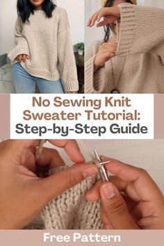 Free Knitting Patterns For Women Sweater, Knit Sweater Pattern Free, Easy Knitting Projects For Beginners, Knitting A Sweater, Knit A Blanket, Jane Hill, Free Knitting Patterns For Women, Knit Clothes, Arm Knit