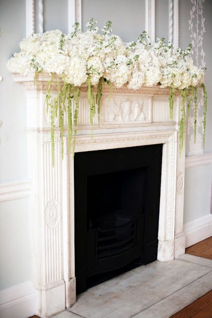 Silk Flower Centerpieces, Hydrangea Centerpiece, Hydrangea Arrangements, The Mantle, White Hydrangeas, Flowers And Greenery, Wedding Crashers, Wedding Ceremony Flowers, Flowers Arrangements