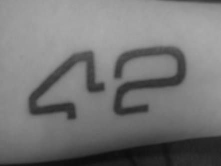 42 - Meaning of Life The Galaxy Tattoo, Guide Tattoo, 42 Tattoo, Hitchhiker's Guide To The Galaxy, Gangsta Tattoos, Circle Tattoos, Galaxy Tattoo, Hitchhikers Guide To The Galaxy, Answer To Life