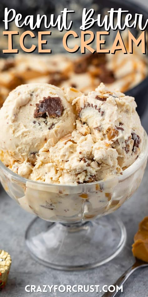 Easy Peanut Butter Ice Cream is a no churn ice cream recipe full of peanut butter - the perfect frozen recipe! Peanut Butter Ice Cream Recipe, Homemade Ice Cream Recipes Machine, Frozen Deserts, Ice Cream Recipes Machine, Sorbet Ice Cream, Butter Ice Cream, Easy Ice Cream Recipe, Ice Cream Maker Recipes, Peanut Butter Ice Cream