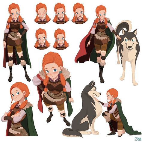 ArtStation - The sea king contest Viking team "Loto & Kayla", Hong SoonSang Concept Art Landscape, Male Character, 캐릭터 드로잉, Poses References, A Wolf, Character Design Animation, Cartoon Character Design, Female Character Design, Character Design References