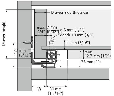 18" Quadro FAQ Undermount Drawer Slides, Soft Close, 1135602 Drawer Section, Drawer Detail Drawing, Cabinet Section Detail, Kitchen Cabinet Section Detail, Undermount Drawer Slides, Sliding Door Detail Drawing, Drawer Section Detail Drawing, Aircraft Hangar Design, Hangar Design