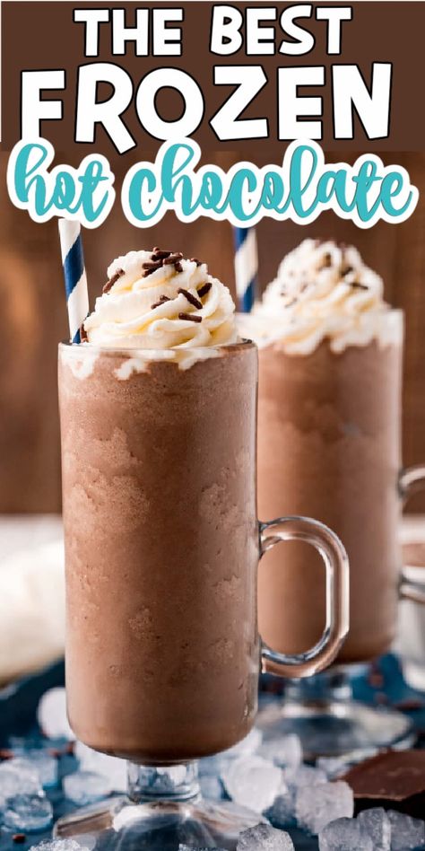 Easy Frozen Hot Chocolate, Frozen Chocolate Drink, Frozen Hot Chocolate Recipe Easy, Hot Chocolate Shake, Hot Chocolate Milkshake, Cold Hot Chocolate, Iced Hot Chocolate, Frozen Hot Chocolate Recipe, Paris Bakery