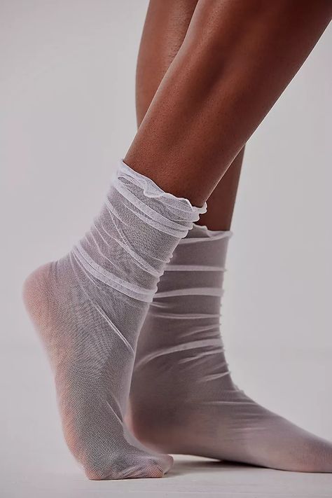 Tulle Crew Socks | Free People Tulle Socks, Ruffled Socks, Orange Fits, Vegas Party, Sheer Socks, Only Hearts, Pink Moon, White Tulle, Sock Shop