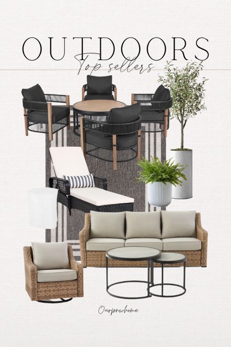 Wrap Around Porch Furniture Layout, Comfy Patio Furniture, Porch Furniture Layout, Outdoor Furniture Layout, Fluted Planter, Backyard Refresh, Rattan Chaise, Coffee Table Outdoor, Patio Furniture Layout