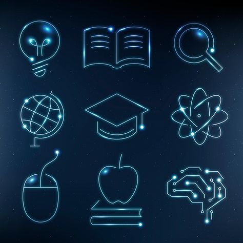 Free vector education technology blue ic... | Free Vector #Freepik #freevector #education-technology #learning-icon #school-technology #education-icons Digital Education Logo, Digital Education Poster, Technology And Livelihood Education Design, E-learning Logo, Digital Learning Educational Technology, Learning Template, Technology Theme, Education Poster Design, Learn Computer Coding