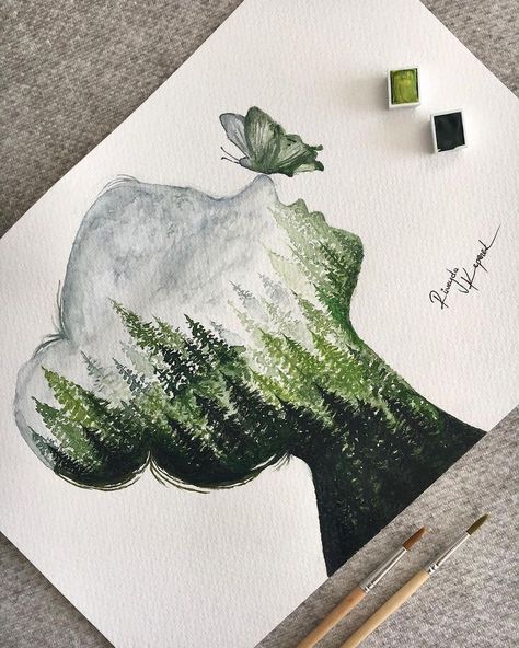 WATERCOLOR ⭐ Art sharing page on Instagram: “More art 👉 @watercolor_daily In unity with nature 🌿 Artist @ruveyda_art #aquarelle_daily” Cartoon Painting Ideas On Canvas, Cartoon Painting Ideas, Painting Ideas On Canvas Valentines, Canvas Easy Painting Ideas, Canvas Easy Painting, Canvas Cartoon, Painting Ideas On Canvas Easy, Easy Painting Ideas On Canvas, Easy Painting Ideas