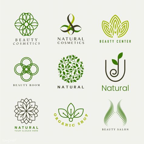 Set of natural cosmetics logo vector | free image by rawpixel.com Natural Cosmetics Logo, Cosmetics Logo, Organic Logo Design, Spa Logo, Natural Skincare Brands, Cosmetic Logo, Organic Logo, Simple Designs To Draw, Image Nature