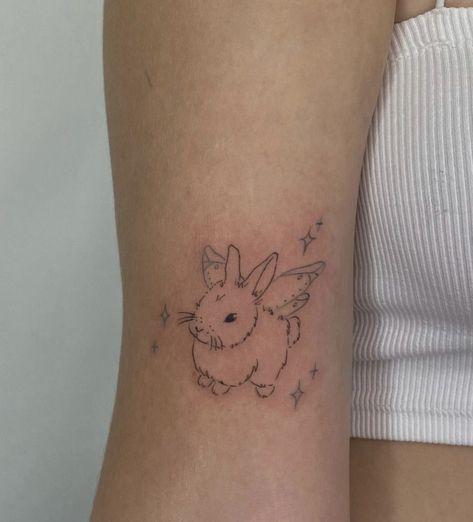 Arlo Tattoo, Moomin Tattoo, Tattoos Cartoon, Pet Tattoo Ideas, Angel Bunny, Pet Tattoos, Bunny Tattoo, Rabbit Tattoo, Bunny Tattoos