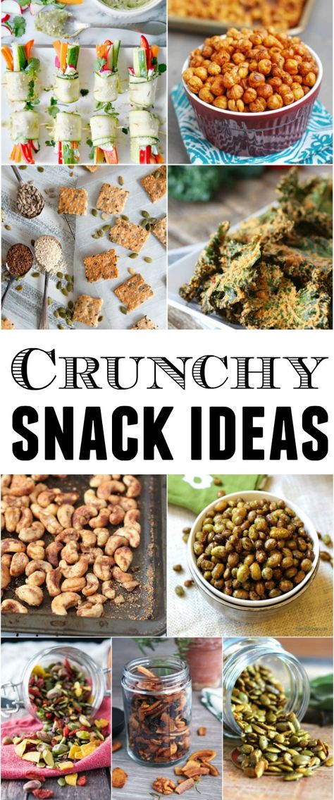 9 Healthy Crunchy Snacks Healthy Salty Snacks Clean Eating, Healthy Munchies Snacks Salty, Easy Crunchy Snacks, Lite Snacks, Healthy Savory Snacks On The Go, Healthier Salty Snacks, Healthy Snacks For Potluck, Healthy Crispy Snacks, Crunchy Snack Ideas