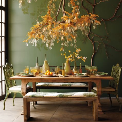 Green Dining Room Aesthetic, Green Dining Rooms, Green Dining Room, Interior Color, Room Aesthetic, Dining Rooms, Friday Night, Dining Tables, Colorful Interiors