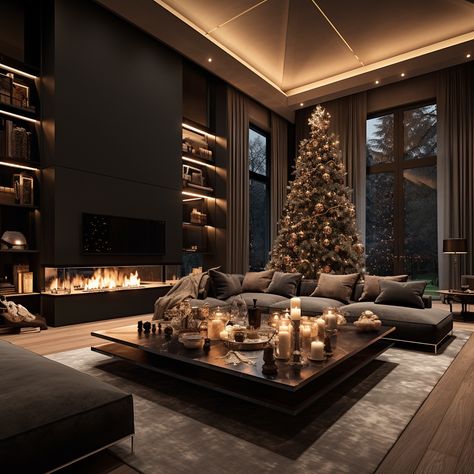 Christmas Decorating Do's and Don'ts Dark Modern House Interiors, Modern Living Room Ideas Luxury, Living Room Ideas Rustic, Room Ideas Rustic, Rustic Living Rooms, Rustic Living Room Decor, Rustic Living Room Ideas, Room Decor Rustic, Family Room Layout