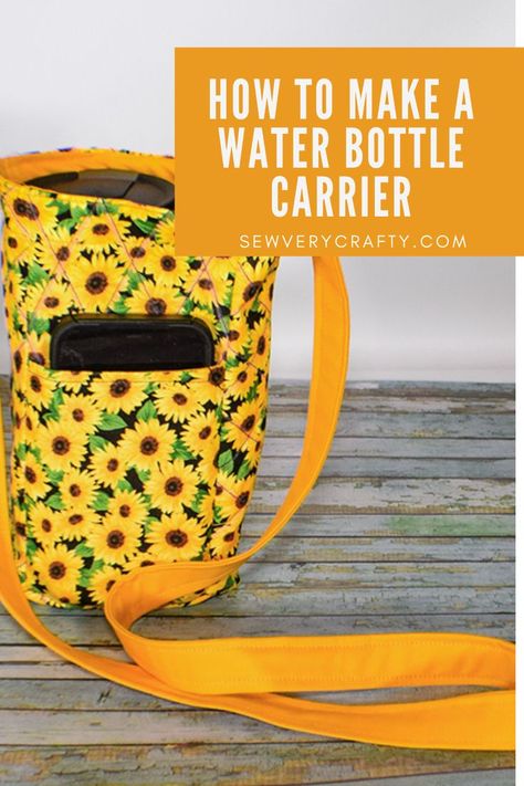 Quilted Water Bottle Holder Free Pattern, Water Bottle Holders Diy, How To Sew A Water Bottle Holder, Water Bottle Bag Sewing Pattern Free, Quilted Water Bottle Holder, Free Pattern Water Bottle Holder, Water Bottle Holder Diy Free Pattern, Diy Insulated Water Bottle Holder, Water Bottle Sleeve Diy