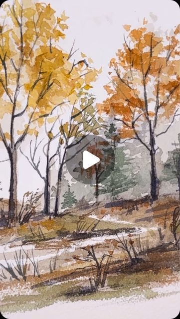 Aspen Painting, Wet On Wet Watercolor, Happy Painting, Art Tutorials Watercolor, Watercolor Beginner, Watercolor Video, Diy Watercolor Painting, Watercolor Paintings Easy, Fall Watercolor