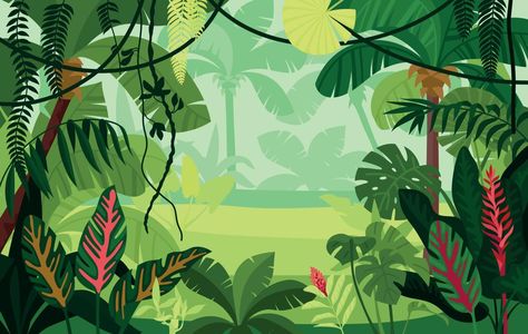 Jungle Drawing, Jungle Pictures, Jungle Cartoon, Jungle Clipart, Om Art, Jungle Mural, Jungle Tree, Jungle Scene, Jungle Illustration