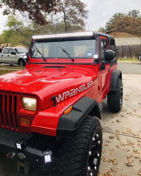 Image may contain: outdoor Jeep Wrangler 1995, Jeep Gear, 1997 Jeep Wrangler, Nissan Np300, Yj Wrangler, Red Jeep, Car Game, Jeep Yj, Jeep Cj7