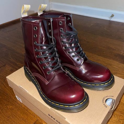 cherry red vegan doc martens womens size 7 Vegan Doc Martens, Doc Martens Women, Dr Martens Shoes, Martens Shoes, Doc Martens, Cherry Red, Dr. Martens, Cherry, Womens Sizes