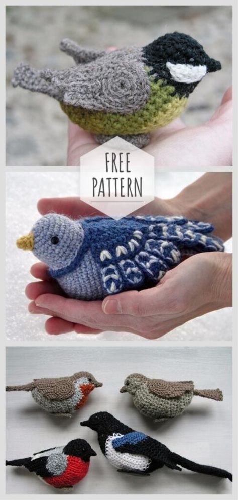 Crocheted Birds, Projek Mengait, Corak Krusye, Crochet Bird Patterns, Confection Au Crochet, Crochet Birds, Pola Amigurumi, Crochet Amigurumi Free, Crochet Animal Patterns