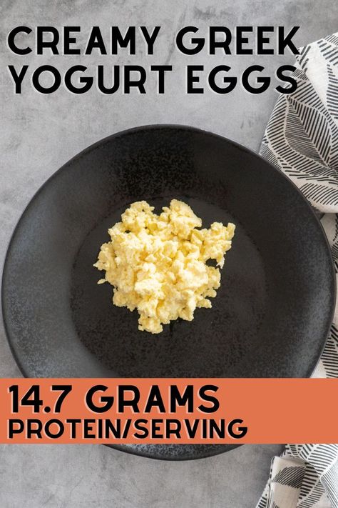 Yogurt Scrambled Eggs, Greek Yogurt And Egg Custard, Greek Yogurt Eggs Breakfast, Savory Greek Yogurt Breakfast, Yogurt Eggs Breakfast, Bariatric Scrambled Eggs, Green Yogurt Breakfast, Bariatric Eggs, Scrambled Eggs With Greek Yogurt