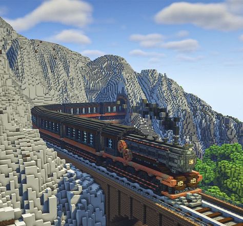 Minecraft Rail System, Minecraft Draw Bridge, Train In Minecraft, Minecraft Railroad Station, Minecraft Railway Bridge, Minecraft Train Bridge, Minecraft Steam Train, Drawbridge Minecraft, Big Bridge Minecraft