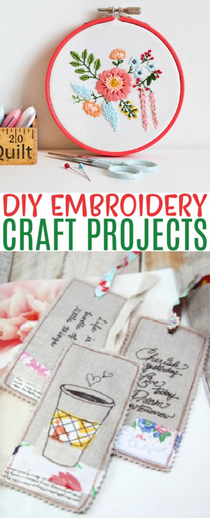 DIY Embroidery Craft Projects - A Little Craft In Your Day Beginner Embroidery Projects Simple, Crafts With Embroidery Thread, Embroidery Things To Sell, Simple Embroidery Projects, Embroidery String Crafts, What To Do With Finished Embroidery, Things To Embroider For Gifts, Easy Embroidery Gifts, Kids Embroidery Ideas