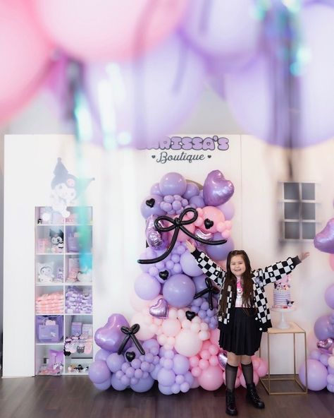 Hello Kitty dreams and Kuromi schemes—together, they're unstoppable! 💖😈 #SanrioFriends #BestOfBoth 🛍️ https://i.mtr.cool/iysapoeotn for DIY kits, balloon artist education and more. 🎈 Balloon colors are tagged and available for purchase online or local. 📍 3855 Walnut Blvd in Brentwood Tue.-Fri. 11am-4pm | Sat. 9am-12pm Kuromi Balloon Garland, Kuromi Party Ideas, Kuromi Balloon, Kuromi Birthday, Balloon Colors, Balloon Artist, 7th Birthday, Balloon Garland, Diy Kits