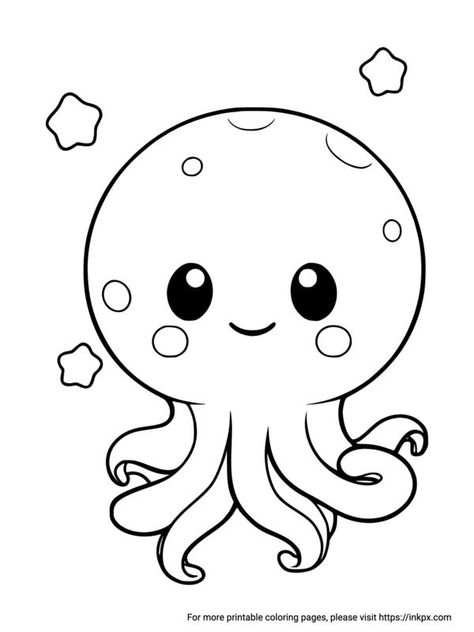 Free Printable Animal Coloring Pages Octopus Clipart Black And White, Minimal Coloring Pages, Cute Octopus Drawing, Safari Animals Coloring Pages, Octopus Printable, Whiteboard Doodles, Octopus Coloring, Octopus Cartoon, Octopus Colors