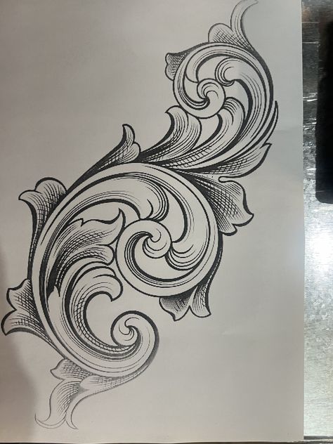 Filigree Tattoo Designs, Versace Tattoo, Aztec Drawing, Heraldry Design, Filigree Tattoo, Ornament Drawing, Leather Tooling Patterns, Tattoo Style Drawings, Tattoo Script