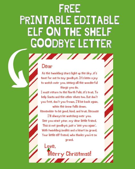 Elf Hiding Spots, Elf On The Shelf Leaving, Elf On Shelf Notes, Elf On The Shelf Goodbye, Letter Free Printable, Elf On Shelf Letter, Elf Letters Printable, Elf Goodbye, Goodbye Note