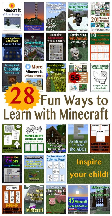 Minecraft has a cult following in I assume most countries. Our kids have moments of loving it but they are not hardcore fans and certainly not addicted. I know that the word Minecraft does tend to … Minecraft Club, Minecraft Classroom, Minecraft Activities, Minecraft Education, Ideas For Learning, Minecraft School, Minecraft Theme, Homeschool Encouragement, Unit Studies