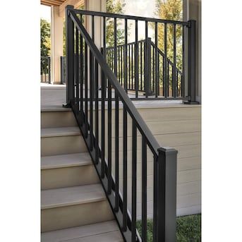 Trex Signature 6-ft x 1.75-in x 36-in Charcoal Black Aluminum Deck Stair Rail Kit in the Deck Railing Systems department at Lowes.com Trex Railing, Deck Stair Railing, Black Railing, Deck Railing Systems, Stair Rail, Aluminum Decking, Deck Stairs, Deck Railing, Aluminum Railing