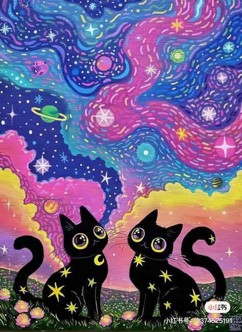 Misfits Tattoo, Trippy Cat, Meow Art, Cat Phone Wallpaper, Acrylic Markers, Consciousness Art, Cat Hacks, Cute Canvas Paintings, Gouache Art