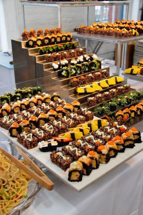 Sushi Catering, Sushi Buffet, Dessert Catering, Chowder Recipes Seafood, Seafood Tower, Sushi Love, Sushi Platter, Sushi Party, Catering Events