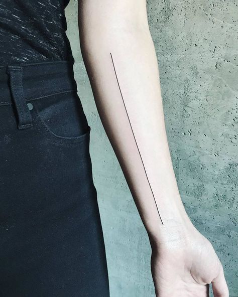 Straight Line Tattoo, Line Tattoo Arm, Simple Line Tattoo, Black Line Tattoo, One Line Tattoo, Typography Tattoo, Tattoo Line, Omerta Tattoo, Tattoo Prices