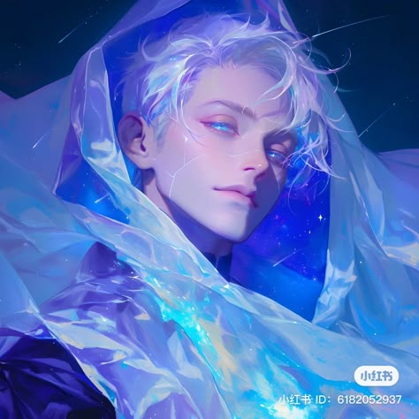 Blue Hair Oc Male, Fantasy Eyes Art, Magical Boy, Dark Fantasy Artwork, Jimin Fanart, Fantasy Art Landscapes, Anime Hair, God Art, Character Design Male